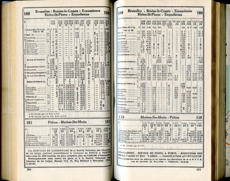 Lignes 101 - 108 - 110 (Horaire 1937)